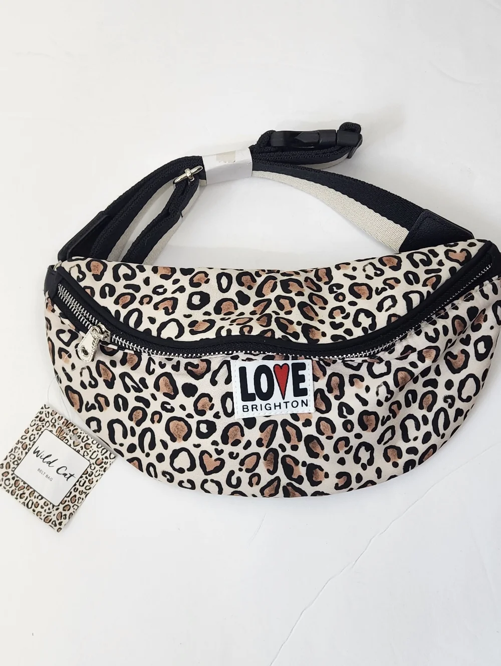 Brighton Wild Cat Leopard Belt Bag Wiyh Love Patch NWT